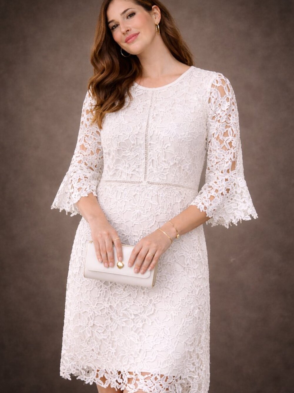 Womens Dress Sz Large White Crochet Lace Lined Back Zip NWT Cottagecore